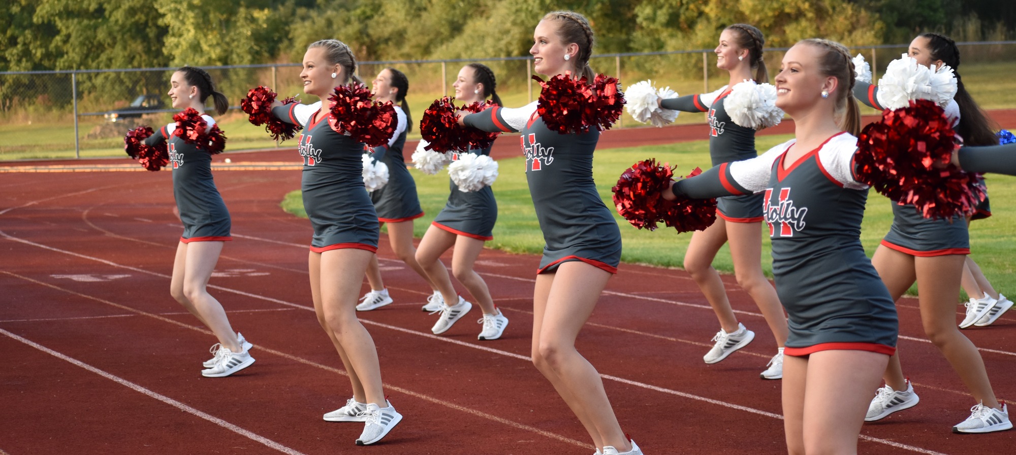 Cheerleaders cheering at a game