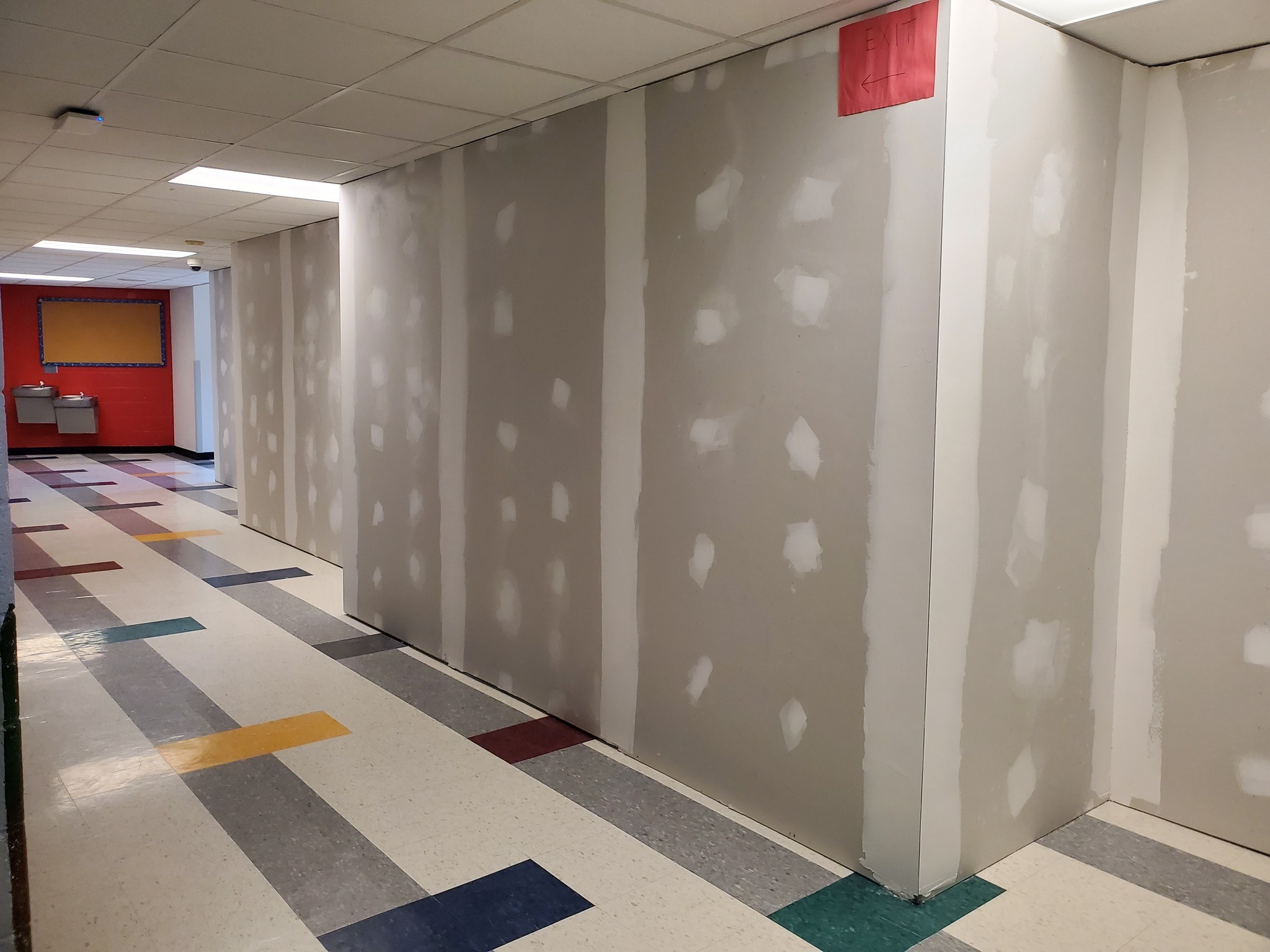 Temporary walls in the hallway