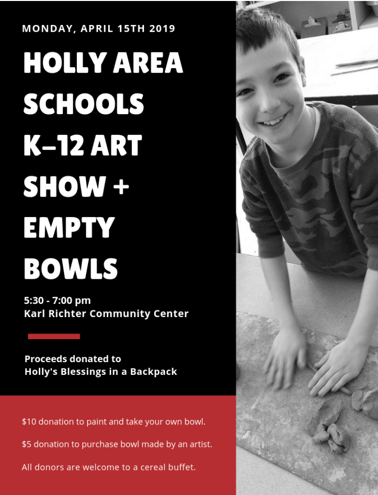 Art Fair and empty bowls flyer