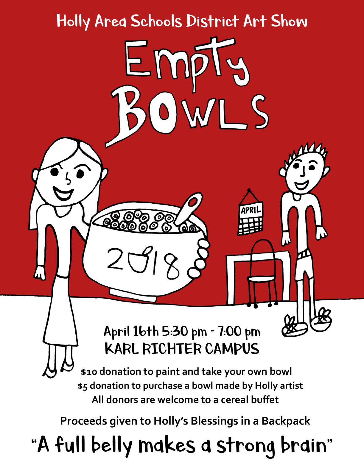 Empty Bowls Flyer with details listed in article