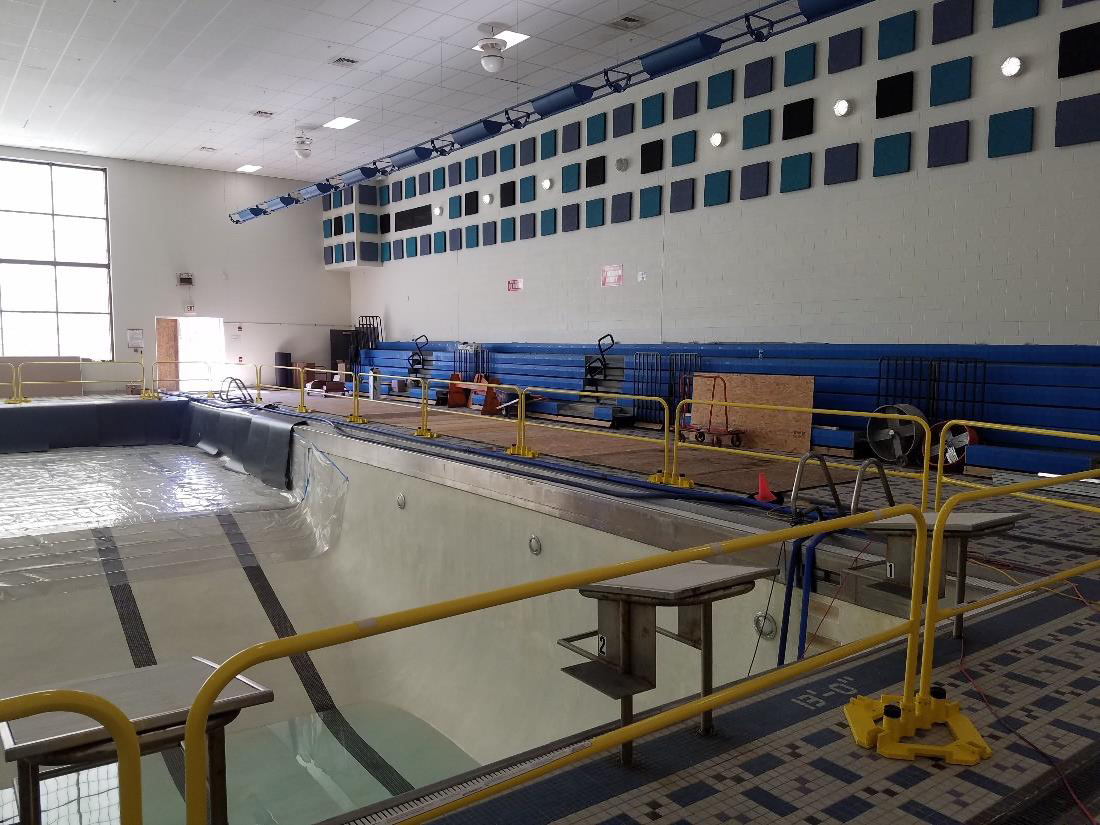 Protecting the bleachers in the pool area
