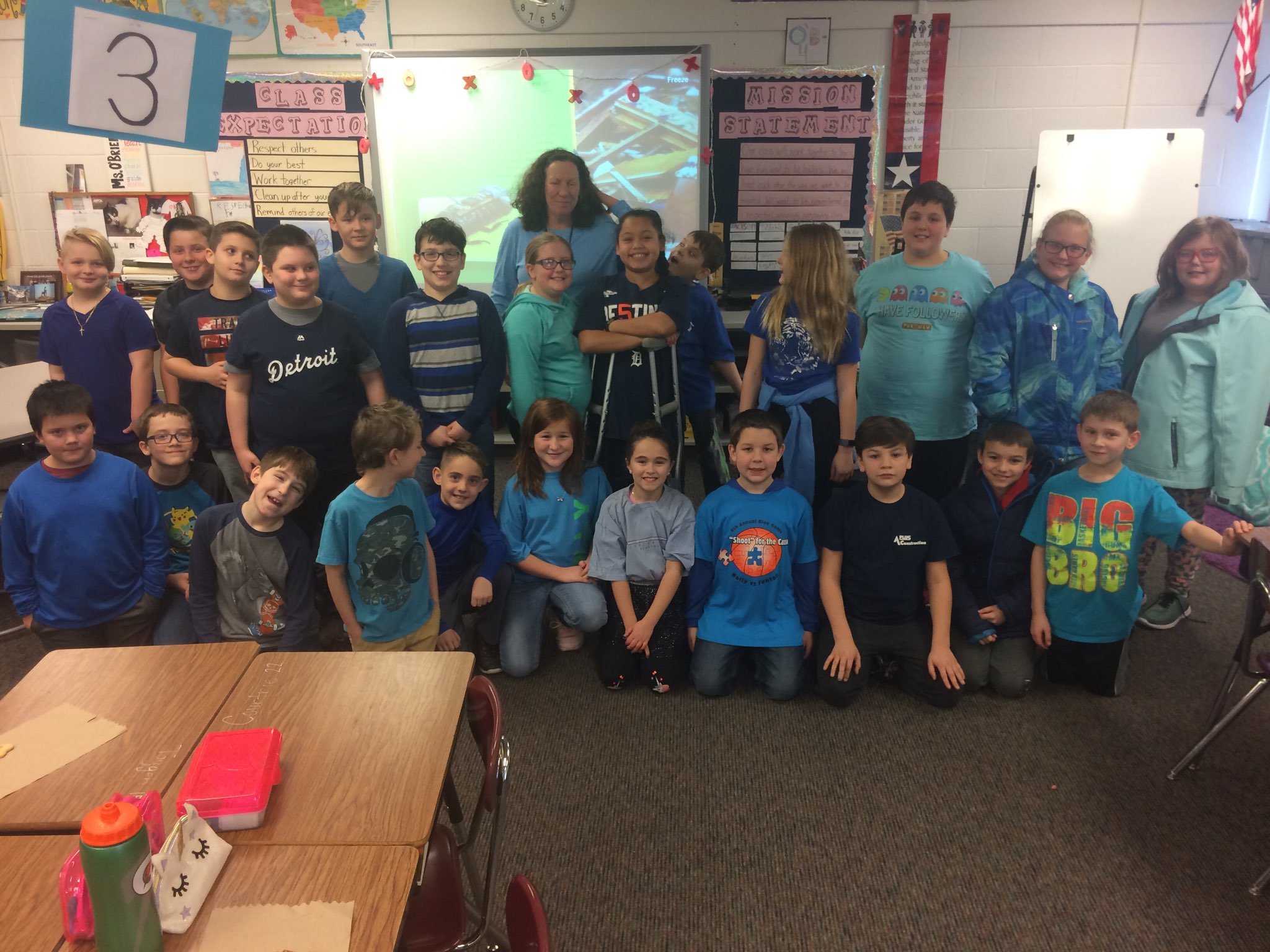 Elementary Classroom students in blue
