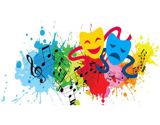 Image with theater masks and music notes