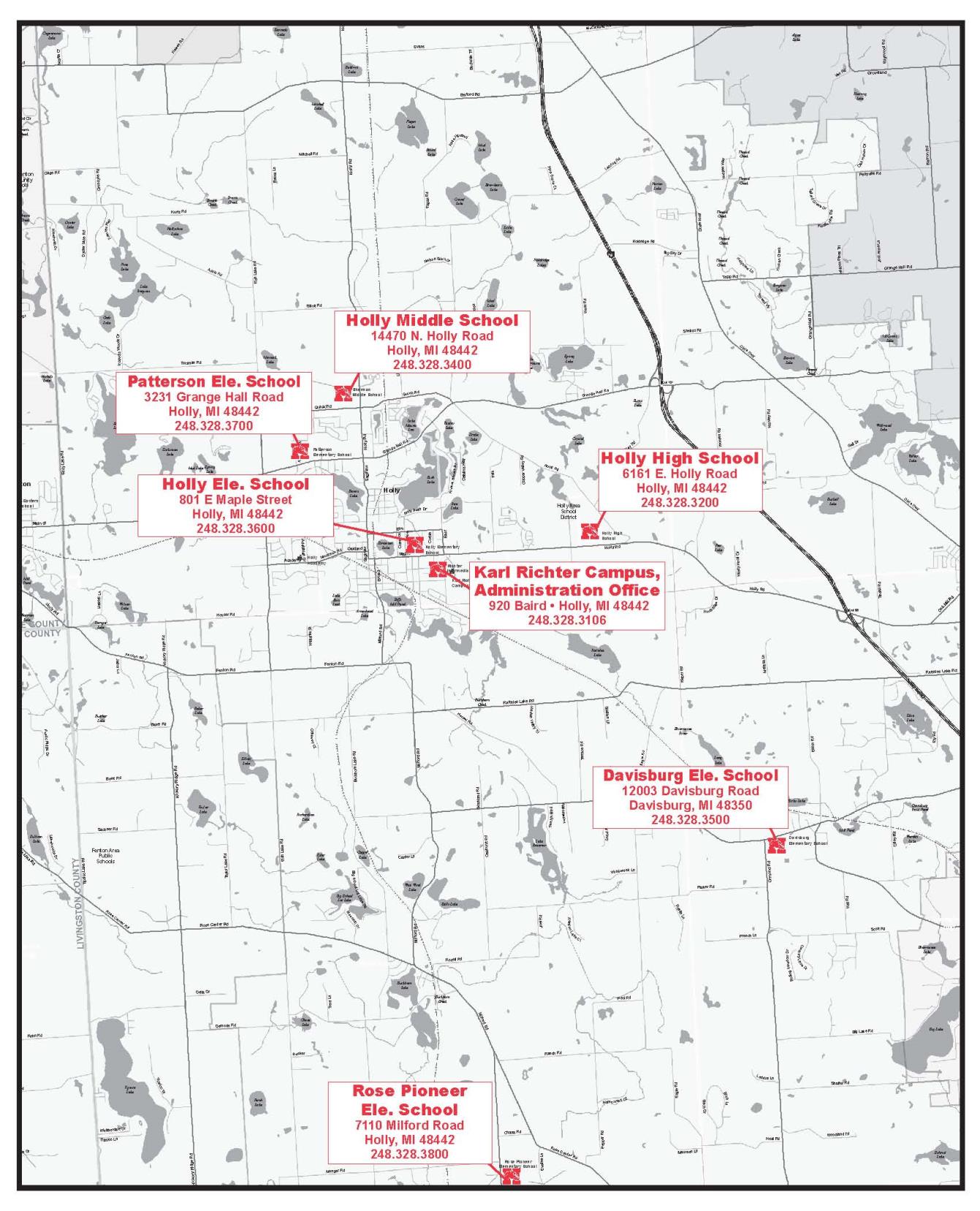 Holly Schools Locations Map