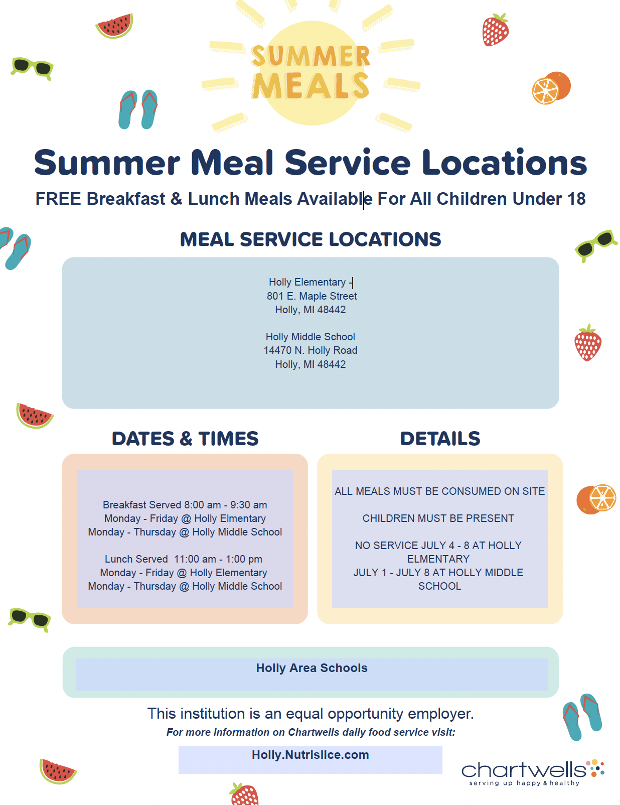 Summer Meal Service Locations - Summer 2022 image