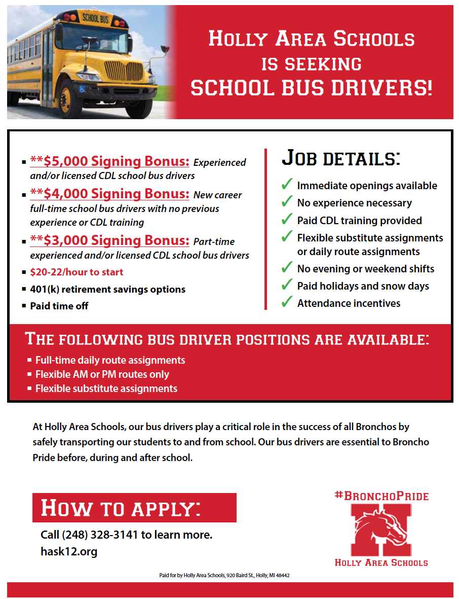 HAS Seeking School Bus Drivers Image