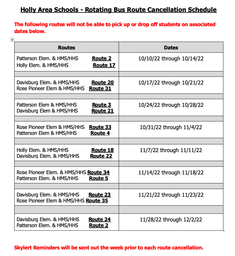 Rotating Bus Route Cancellations Scheduled - image